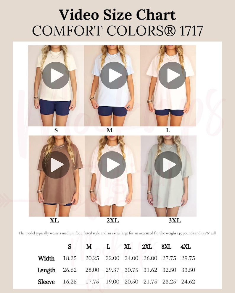 Comfort Colors 1717 Video Size Chart