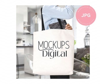 Aop Tote Bag  Mockup-Printify Mockup-Aop Tote Bag Mockup-All Over Print Tote Bag-Tote Bag Size Mockup-Mock Up-Bag-Black Handle Tote Bag
