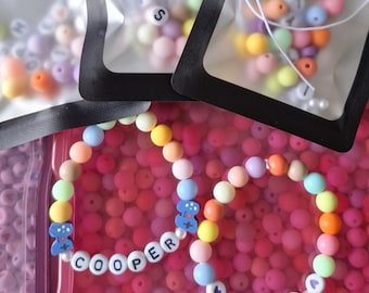 DIY Kids Name Bracelet Kit: Personalized Beaded Jewelry Craft