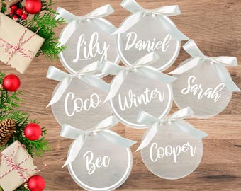 Personalized Frosted Acrylic Christmas Ornament: Custom Name, Elegant Bauble