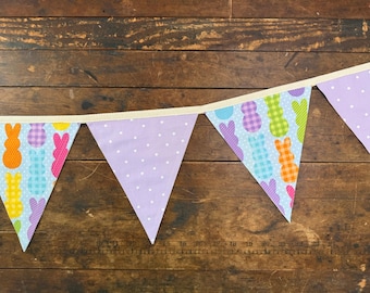 Easter Pennant Banner, Pastel Polka Dot Bunny Bunting, Easter Rabbit Decor, Choose Your Length