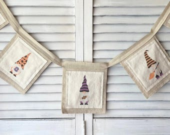 Halloween Gnome Banner, Spooky Season Garland, Fall Decor
