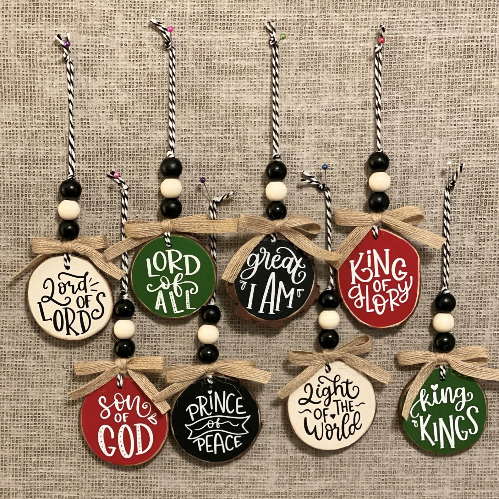 Set of 8 Names of Jesus Ornaments Farmhouse Ornaments Wood Etsy