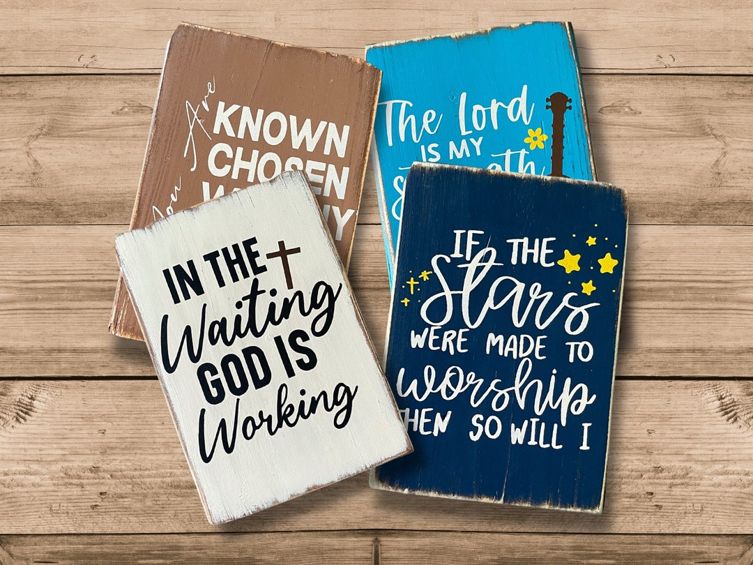Christian Sayings Hand Stenciled Wood Blocks, Farmhouse Style Home ...