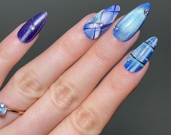 Uñas postizas de mezclilla azul