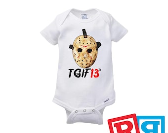 Friday 13th Jason Gerber Baby Onesie® Cotton Unisex White Short Sleeve