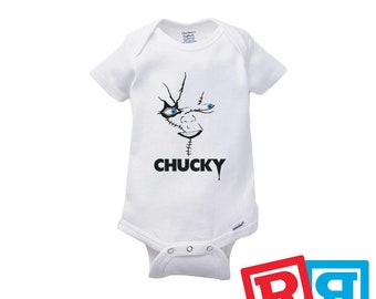 Chucky Child's Play Gerber Baby Onesie® Cotton Unisex White Short Sleeve