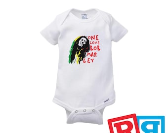 Bob Marley One Love Gerber Baby Onesie® Cotton Unisex White Short Sleeve