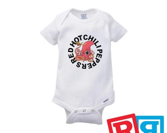 Red Hot Chili Peppers Octopus Gerber Baby Onesie® Cotton Unisex White Short Sleeve
