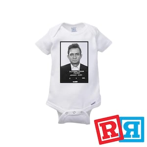 Johnny Cash Mugshot Gerber Baby Onesie® Cotton Unisex White Short Sleeve
