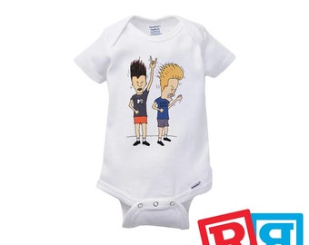 Beavis And Butthead Gerber Baby Onesie® Cotton Unisex White Short Sleeve
