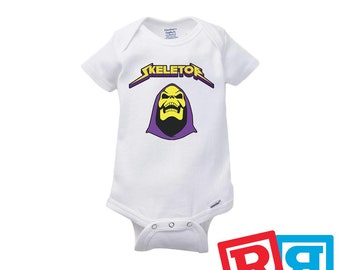 Skeletor Gerber Baby Onesie® Cotton Unisex White Short Sleeve