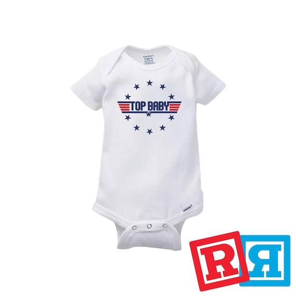 Top Gun Gerber Baby Onesie® Cotton Unisex White Short Sleeve