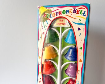 Vintage Xylophone Bell Toy, Original Box 1960s Rainbow Toy Instrument, Free Shipping