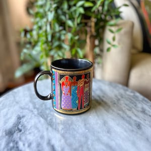 Laurel Burch Tribal Mug 1988, Colorful Women Coffee Mug, Free Shipping