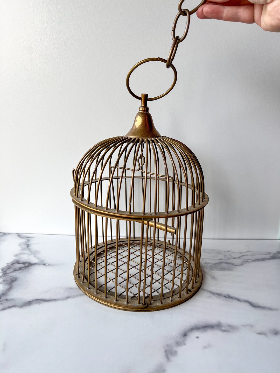 Large Vintage Brass Birdcage With Swing, Free Shipping Etsy