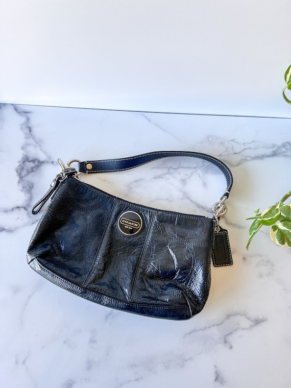 Black Patent Leather Y2K Coach Shoulder Bag, Free… - image 1