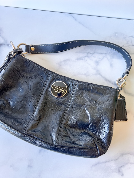 Black Patent Leather Y2K Coach Shoulder Bag, Free… - image 2