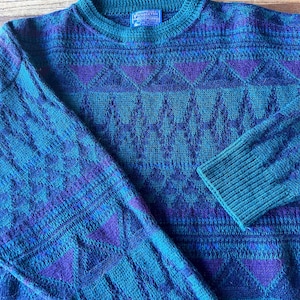 1980s Pendleton Wool Crewneck Pullover Sweater, Vintage Made in the USA