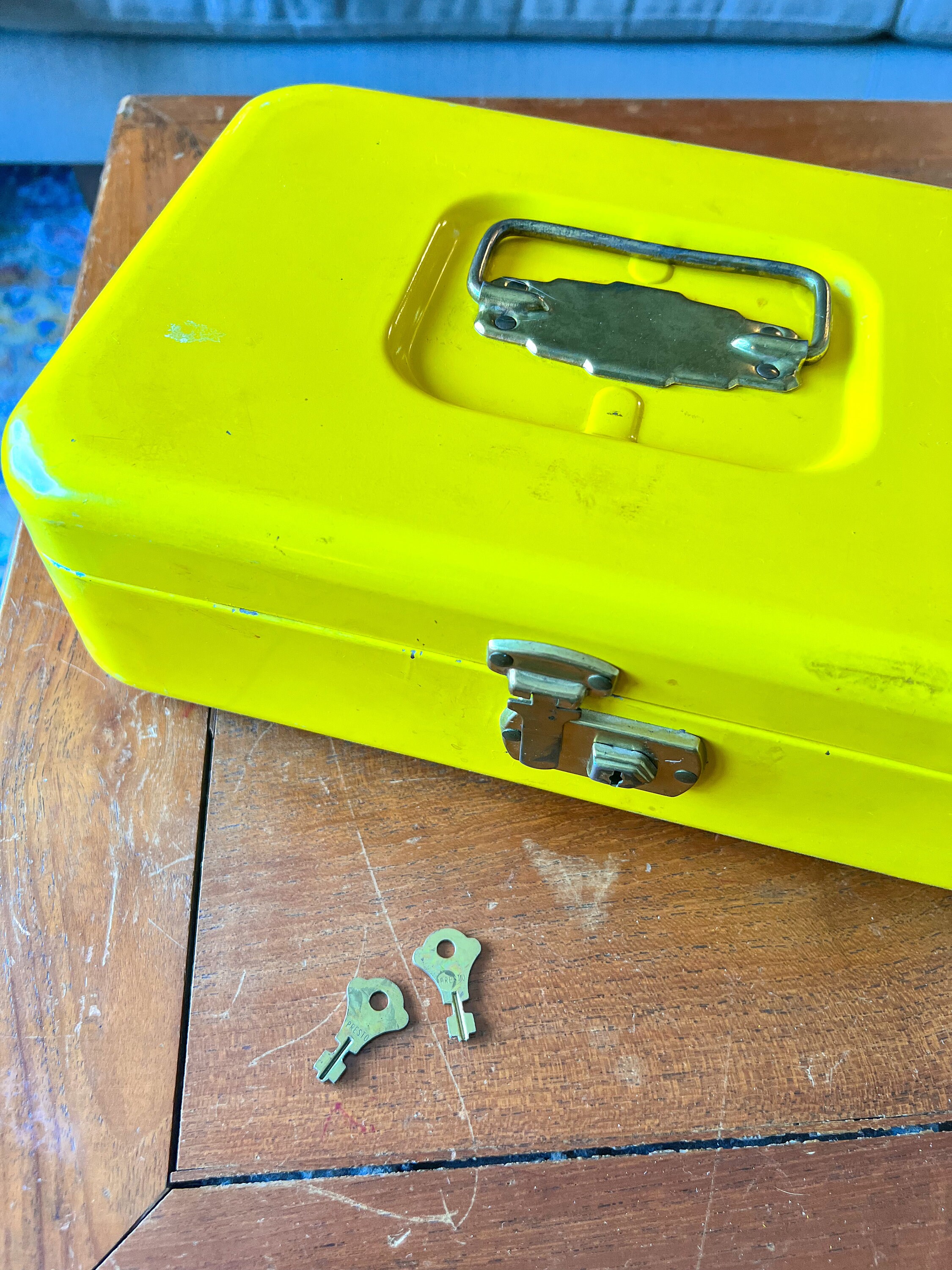 Vintage Yellow Metal Lock Box With Two Keys Free Shipping. Etsy