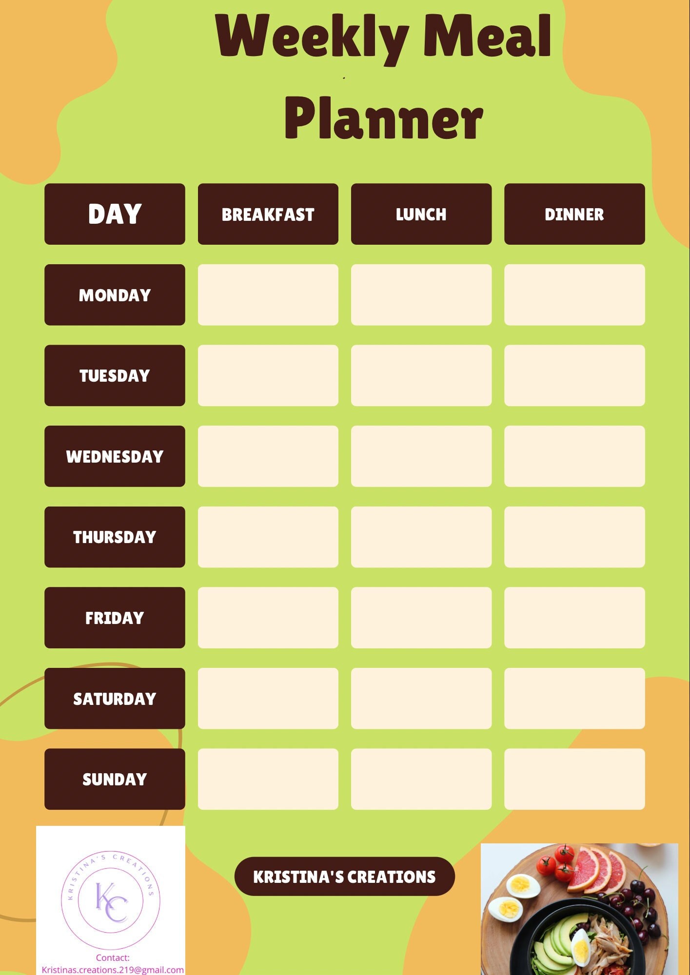 Interactive Weekly Meal Planner - Etsy