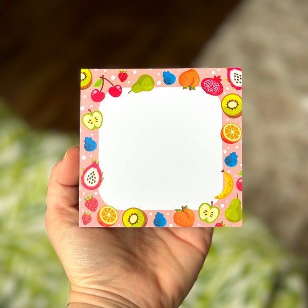 Cute Fruit Notepad 4" x 4" - stationery, fruit, cute, aesthetic, list, notes, peaches, memo pad