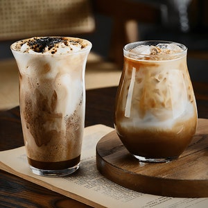 Iced Coffee Glass Cups, Clear Tumblers for Iced Latte and Tea, Large Glasses for Cocktails, Wide Mouth Opening