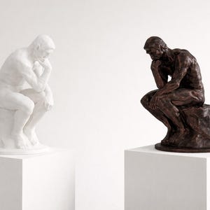 The Thinker Statue by Auguste Rodin: 6 Inch 3D Printed Sculpture, White or Galaxy Brown, Classic Desk and Shelf Decor