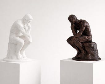 The Thinker Statue by Auguste Rodin: 6 Inch 3D Printed Sculpture, White or Galaxy Brown, Classic Desk and Shelf Decor