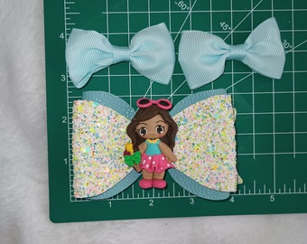 Candy meisje strik set, ijs meisje boog, heldere glitter boog donkere huid pop strik set