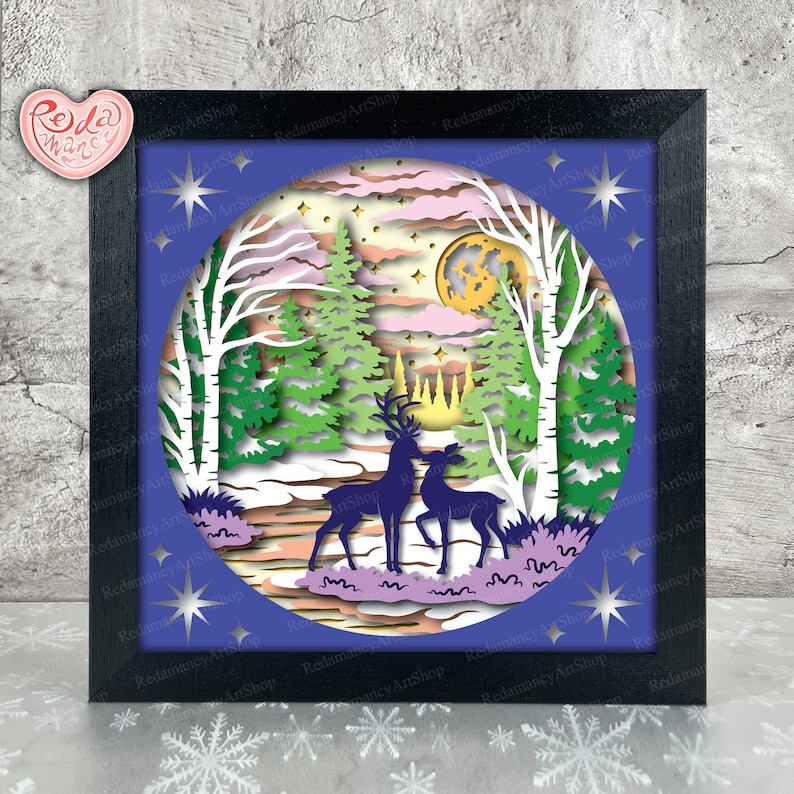 Christmas Deer Shadow Box SVG, Svg for Cricut Projects, 3D Layered SVG ...