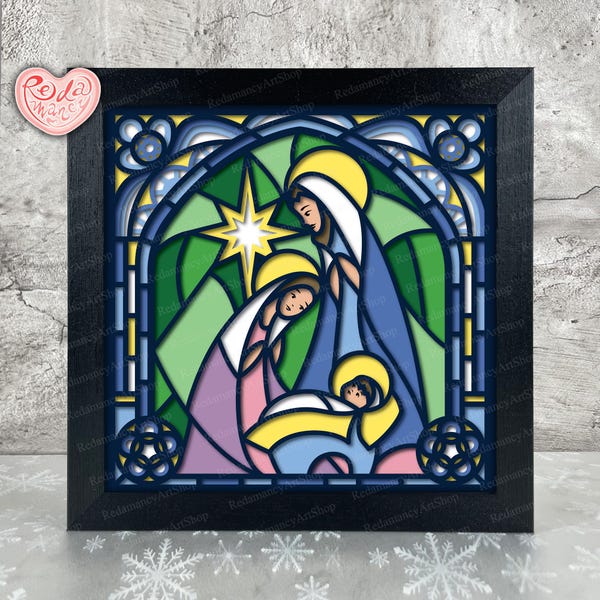 Nativity Scene Shadow Box SVG, Svg For Cricut Projects, 3D Layered SVG, Christmas 3D Shadow Box Svg, Paper Cut Light Box 2