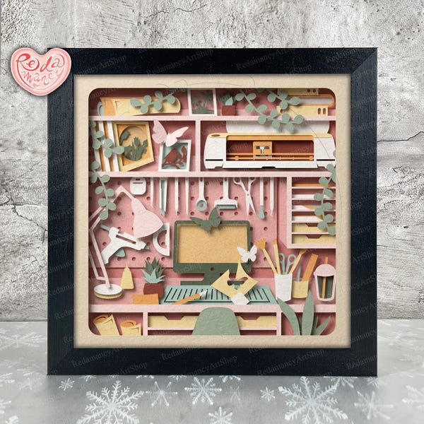 Cricut Room Shadow Box SVG, SVG dla projektów Cricut, SVG z warstwami 3D, Cricut Room 3D Shadow Box SVG, Wycinana z papieru skrzynka świetlna