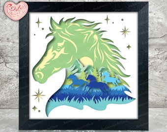 Horse Shadow Box SVG, Svg For Cricut Projects, 3D Layered SVG, Horse 3D Shadow Box Svg, Paper Cut Light Box 2
