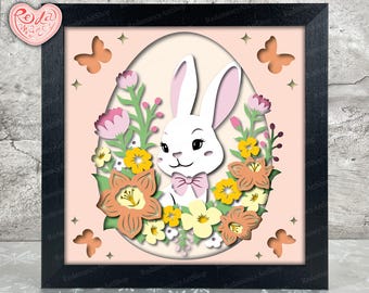 Rabbit, Hare Layered Paper Cutting Art, SVG Files for Cricut, DIY