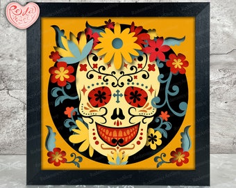 Skull Shadow Box SVG, Svg For Cricut Projects, 3D Layered SVG, Halloween 3D Shadow Box Svg, Paper Cut Light Box