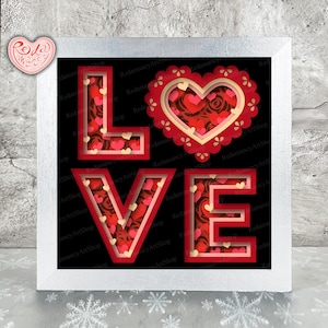 Liebe Schattenbox SVG, SVG für Cricut-Projekte, 3D Layered SVG, Valentinstag 3D Schattenbox SVG, Papierschnitt Licht Box