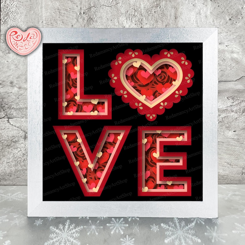 Love Shadow Box SVG, Svg for Cricut Projects, 3D Layered SVG, Valentine ...