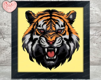 Tiger Shadow Box SVG, Svg For Cricut Projects, 3D Layered SVG, Tiger 3D Shadow Box Svg, Paper Cut Light Box