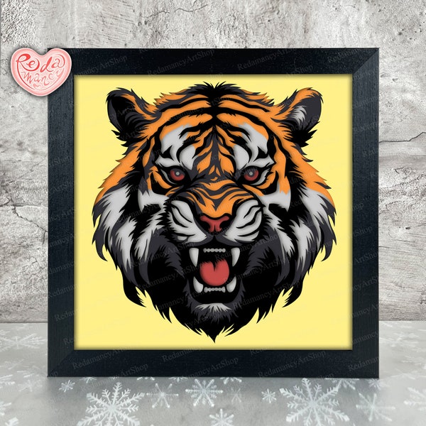 Tiger Shadow Box SVG, Svg For Cricut Projects, 3D Layered SVG, Tiger 3D Shadow Box Svg, Paper Cut Light Box, 3D Cardstock