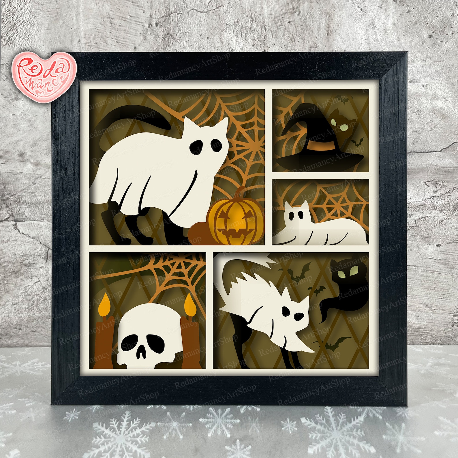 Ghost Cats Shadow Box SVG, Svg for Cricut Projects, 3D Layered SVG ...