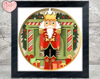 Nutcracker Shadow Box SVG, Svg For Cricut Projects, 3D Layered SVG, Christmas Nutcracker 3D Shadow Box Svg, Paper Cut Light Box 2