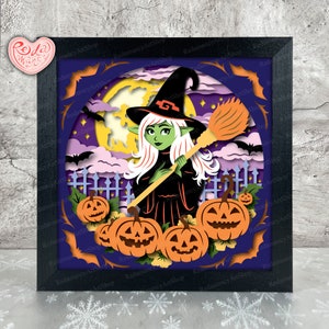 Witch Shadow Box SVG, Svg For Cricut Projects, 3D Layered SVG, Halloween 3D Shadow Box Svg, Paper Cut Light Box
