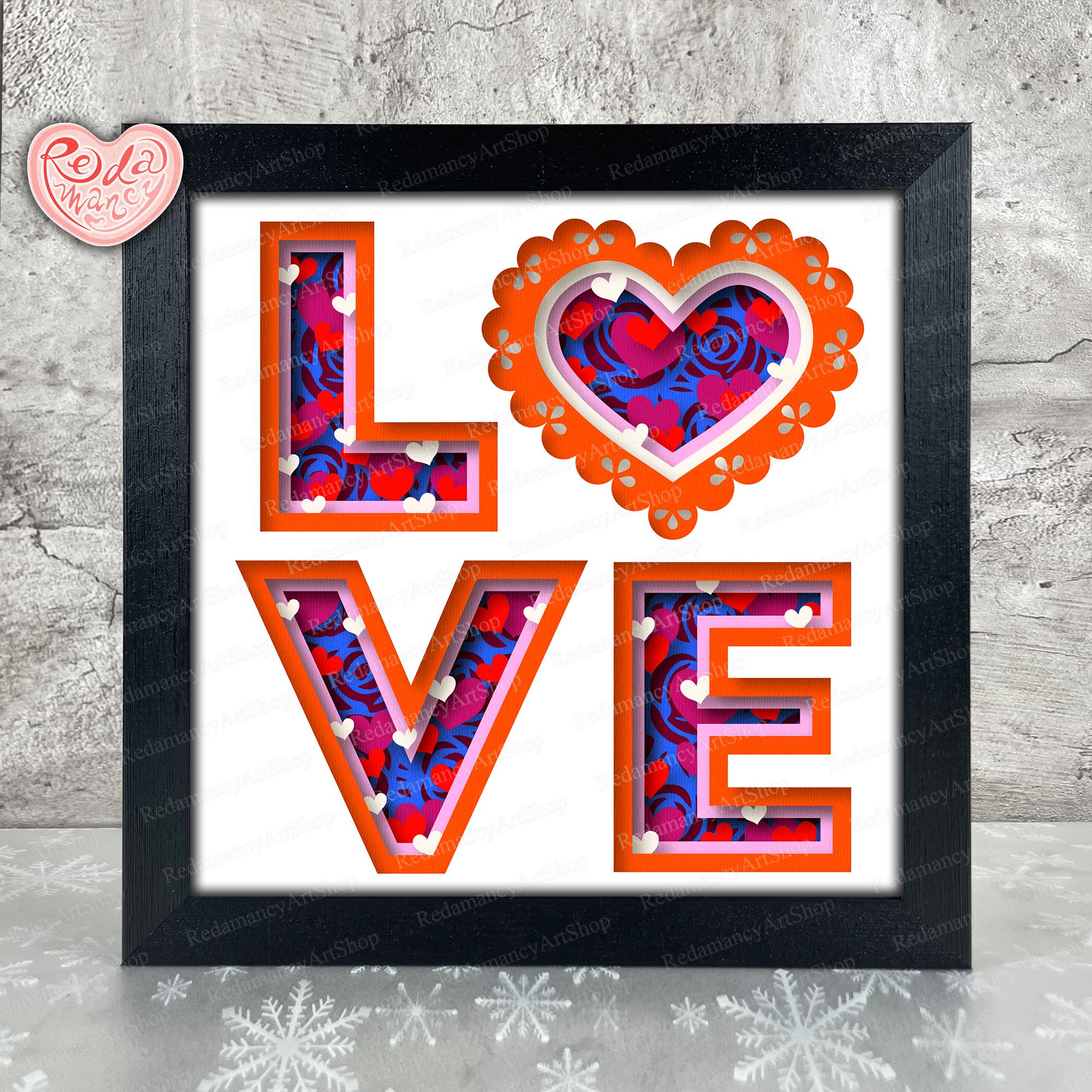 Love Shadow Box SVG, Svg for Cricut Projects, 3D Layered SVG, Valentine ...