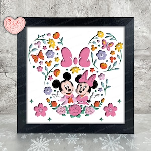 Paar Maus Frühling Shadow Box SVG, SVG Für Cricut-Projekte, 3D Layered SVG, Frühling 3D Shadow Box SVG, Papierschnitt Light Box 1