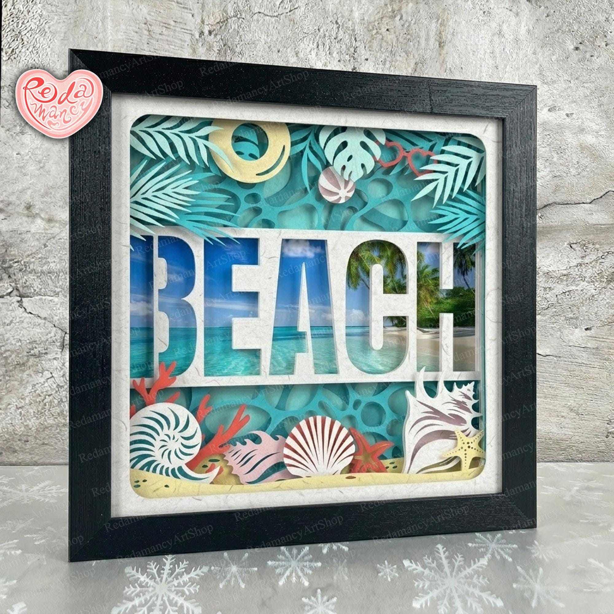 Beach Shadow Box SVG, Svg for Cricut Projects, 3D Layered SVG, Sea 3D ...