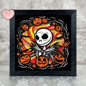 L'Étrange Noël de l'Étrange Noël, Svg pour projets Cricut, SVG en couches 3D, Halloween 3D Shadow Box Svg, boîte lumineuse en papier découpé 1