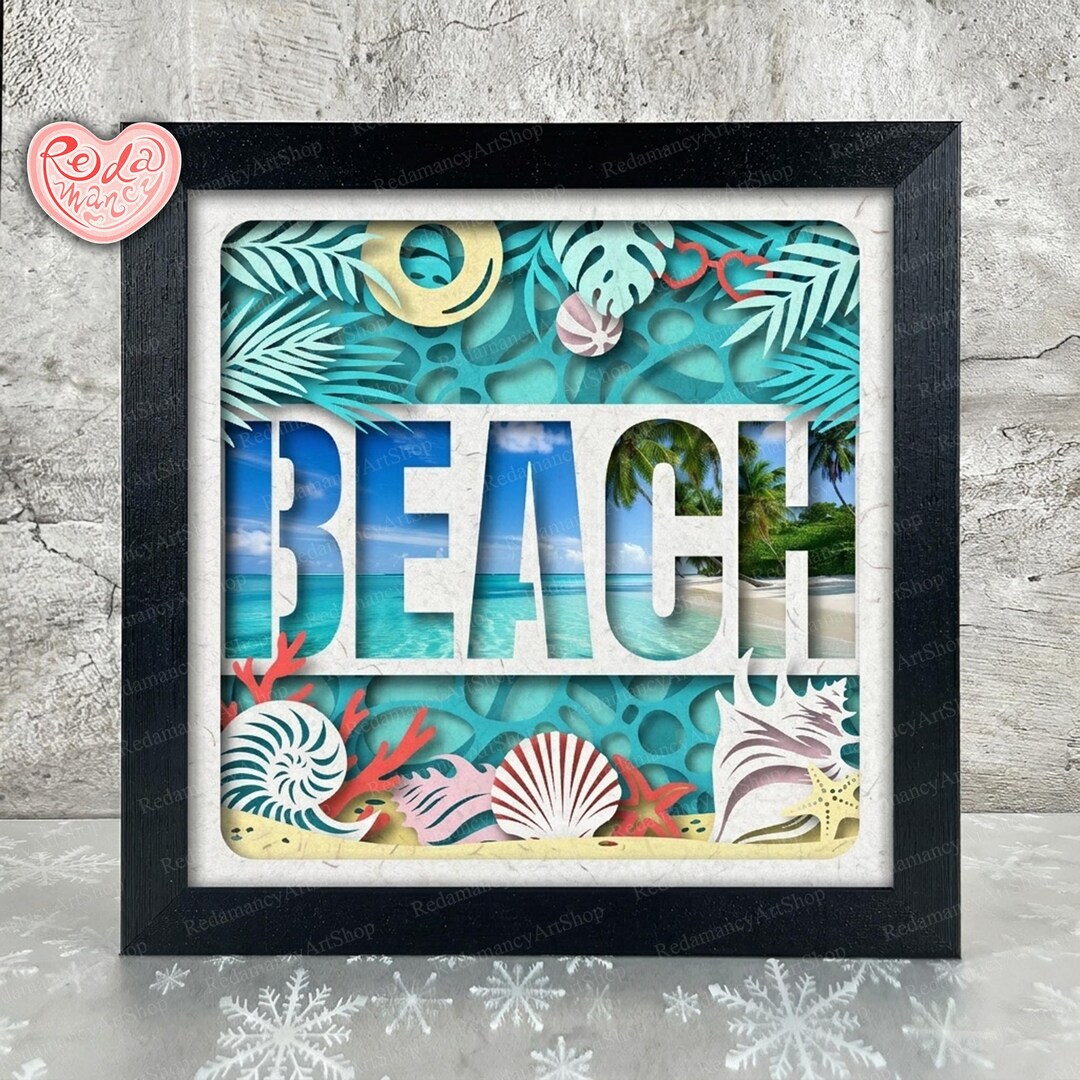 Beach Shadow Box SVG, Svg for Cricut Projects, 3D Layered SVG, Sea 3D ...