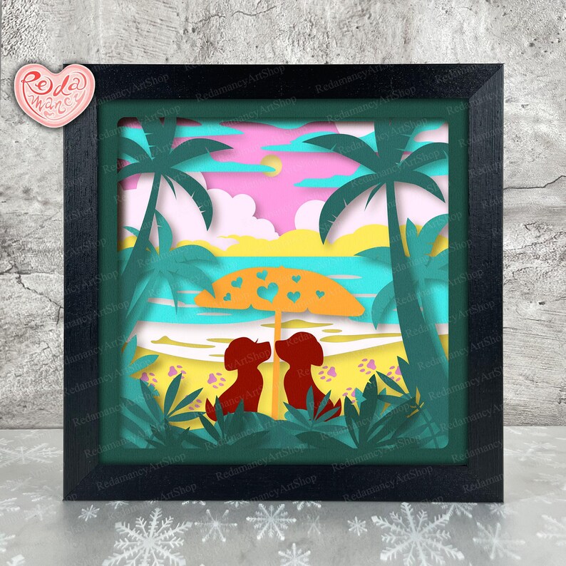 Dog Couple Shadow Box SVG, Svg for Cricut Projects, 3D Layered SVG ...