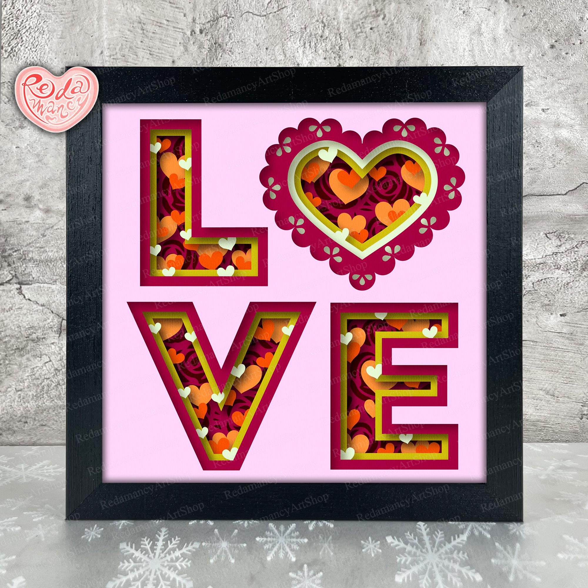 Love Shadow Box SVG, Svg for Cricut Projects, 3D Layered SVG, Valentine ...